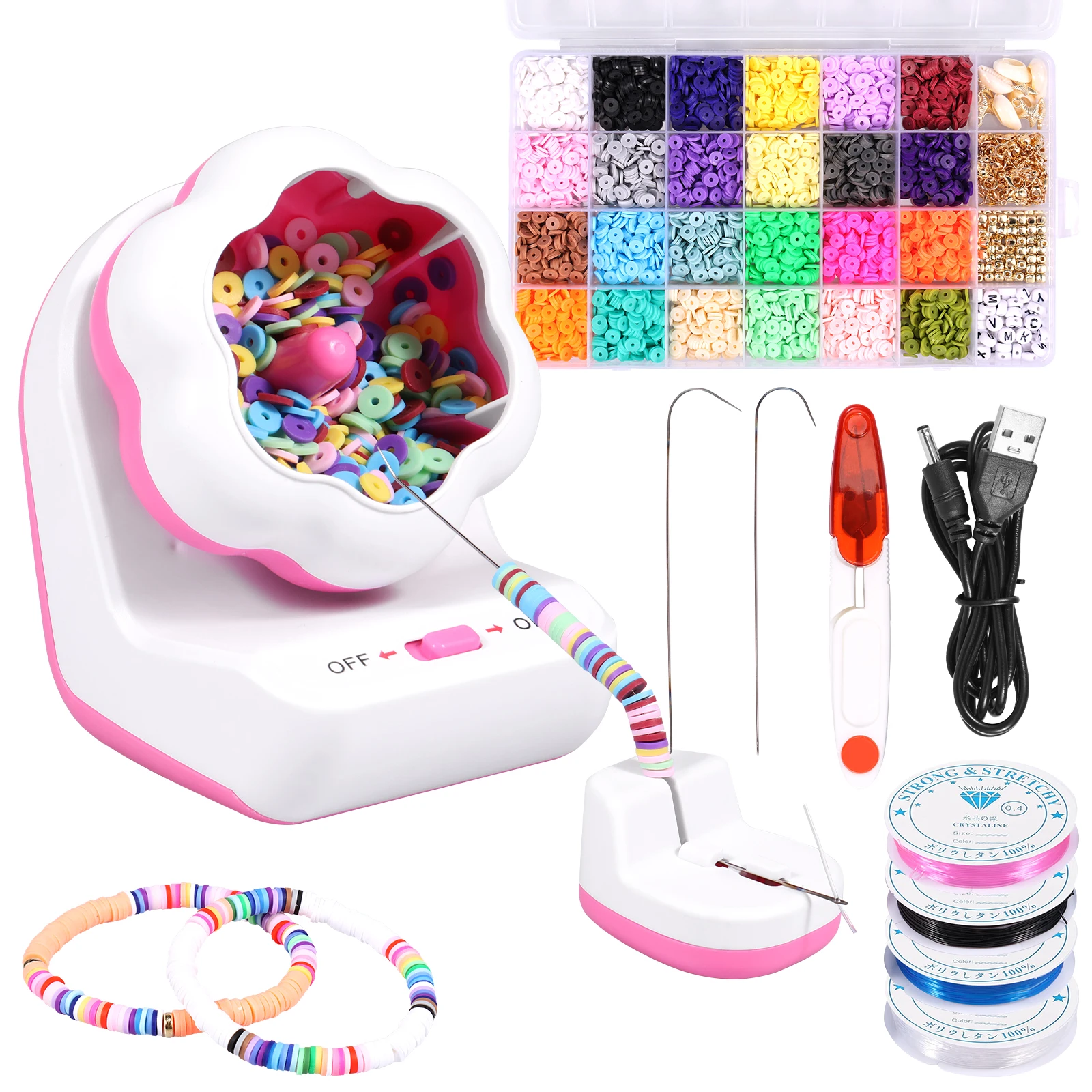 Electric Bead Spinner Kit with 3900Pcs 24 Colors Clay Beads USB Powered Bead Spinner Machine Efficient Bead Bowl Spinner Set
Electric Bead Spinner Kit with 3900Pcs 24 Colors Clay Beads USB Powered Bead Spinner Machine Efficient Bead Bowl Spinner Set
