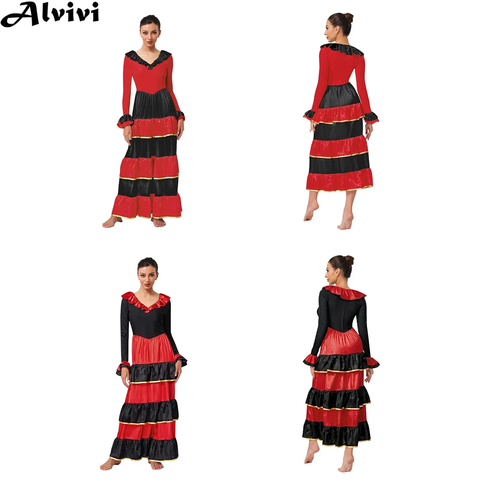 Women Flamenco Dance Dress Spanish Paso Doble Latin Ballroom Dancing Rumba Costume Long Sleeve Tiered Ruffled Big Swing Dresses
Women Flamenco Dance Dress Spanish Paso Doble Latin Ballroom Dancing Rumba Costume Long Sleeve Tiered Ruffled Big Swing Dresses
