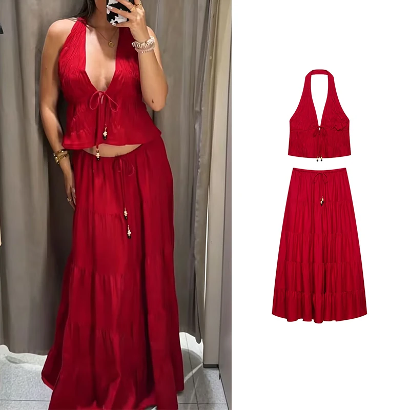 Women's Skirt Sets Summer 2026 New Chic Party Women's Sets Fashion Youth Hanging Neck Elegant Slim Street Holiday Travel Set
Women's Skirt Sets Summer 2026 New Chic Party Women's Sets Fashion Youth Hanging Neck Elegant Slim Street Holiday Travel Set