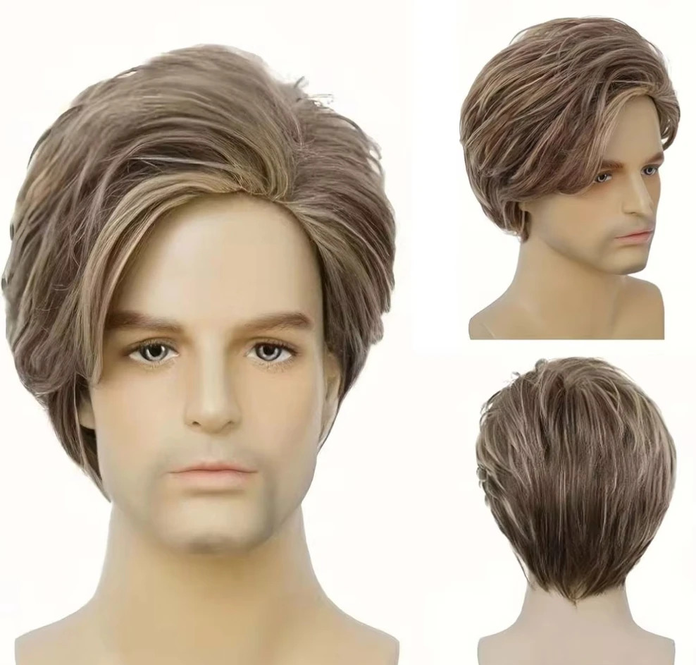 Synthetic Short Mens Wig Brown Straight Hair Looking Daily Use Costume Party Cosplay Wigs Heat Resistant Fiber Wig 
Synthetic Short Mens Wig Brown Straight Hair Looking Daily Use Costume Party Cosplay Wigs Heat Resistant Fiber Wig
