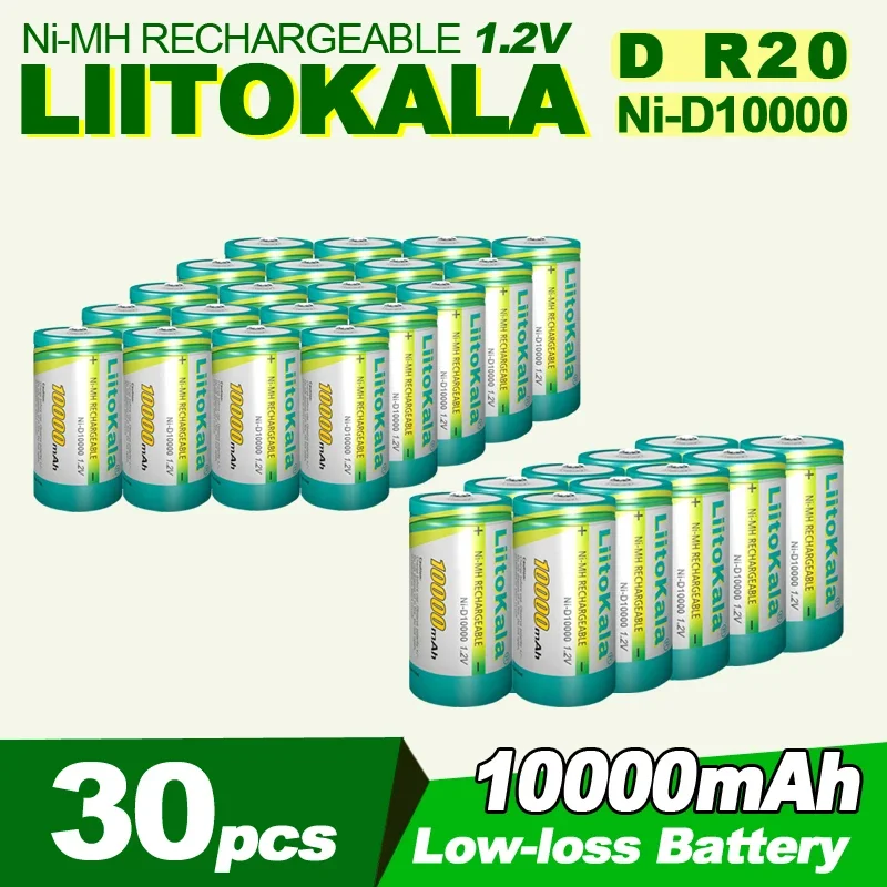 30 шт. LiitoKala Ni-D10000 D1,2 В NiMh аккумуляторная батарея D 10000 мАч для водонагревателя, газовой плиты, охранной сигнализации и бритвы
30 шт. LiitoKala Ni-D10000 D1,2 В NiMh аккумуляторная батарея D 10000 мАч для водонагревателя, газовой плиты, охранной сигнализации и бритвы
