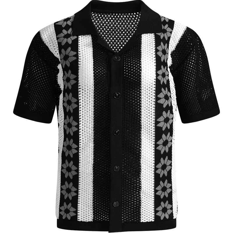 American Sle Hollow out Stripe Knit ort Sve irt Men's Busin Base irt Summer New Arrival Casual Wear
American Sle Hollow out Stripe Knit ort Sve irt Men's Busin Base irt Summer New Arrival Casual Wear