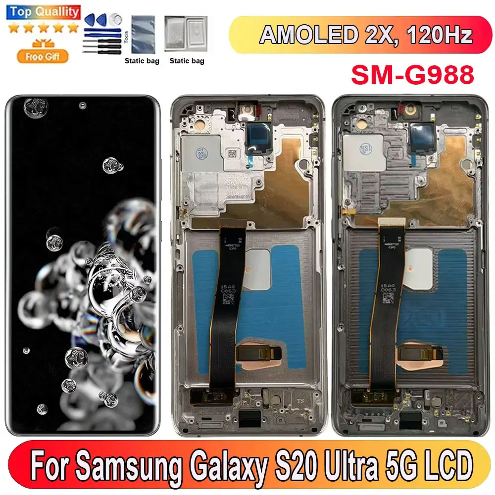 6.9“Size 120Hz For Samsung Galaxy S20 Ultra 5G LCD Display Screen Touch Panel Digitizer Replacement Parts G988 Screen With Frame
6.9“Size 120Hz For Samsung Galaxy S20 Ultra 5G LCD Display Screen Touch Panel Digitizer Replacement Parts G988 Screen With Frame