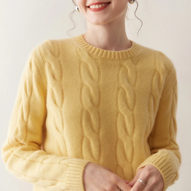 Women's 100% Cashmere Autumn Winter O-Neck Cable-Knit Thick Pullover Casual Fashion Sweater Warm Comfortable Coat Inner Wear
Women's 100% Cashmere Autumn Winter O-Neck Cable-Knit Thick Pullover Casual Fashion Sweater Warm Comfortable Coat Inner Wear