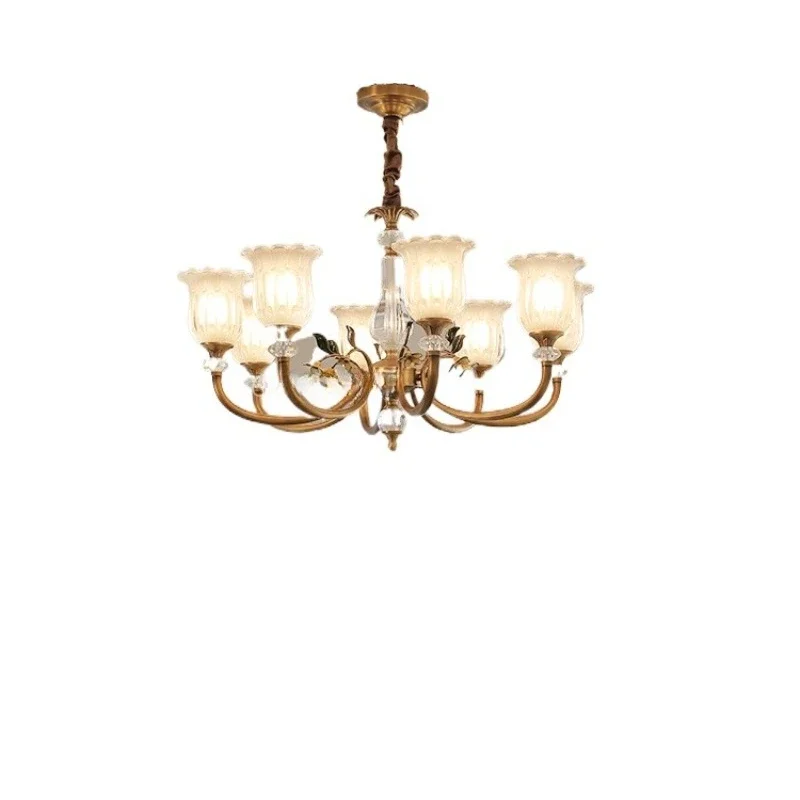American retro all-copper chandelier, French medieval living room light luxury crystal lamp, high-end dining room
American retro all-copper chandelier, French medieval living room light luxury crystal lamp, high-end dining room