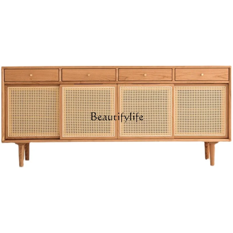 Nordic solid wood dining side cabinet modern simple storage Japanese rattan entrance cabinet
Nordic solid wood dining side cabinet modern simple storage Japanese rattan entrance cabinet