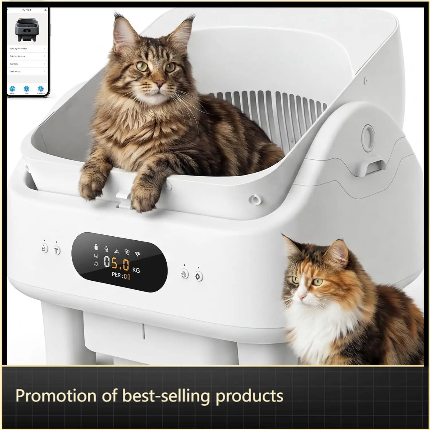 Automatic Litter Box, Smart Self Cleaning Cat Litter Box Anti-Pinch, 10 Safety Sensors, Large Cat Litter Boxs for Multiple
Automatic Litter Box, Smart Self Cleaning Cat Litter Box Anti-Pinch, 10 Safety Sensors, Large Cat Litter Boxs for Multiple
