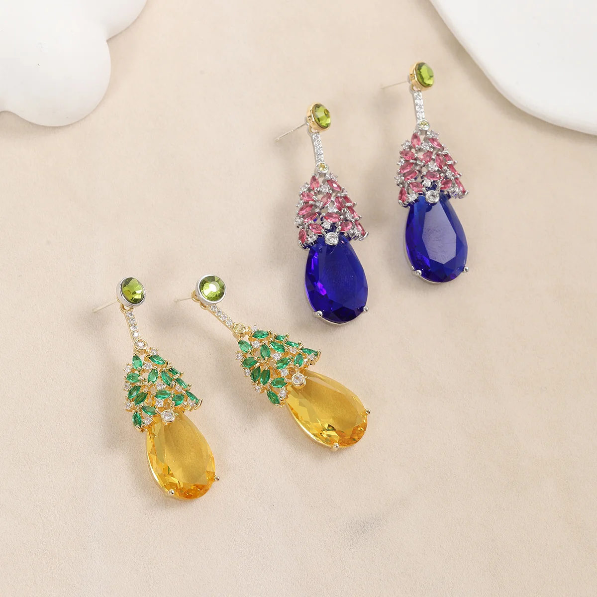 925 Silver Needle Luxury Multicolor Gemstone Teardrop Drop Earrings, Elegant Bridal Wedding Party Jewelry Gift
925 Silver Needle Luxury Multicolor Gemstone Teardrop Drop Earrings, Elegant Bridal Wedding Party Jewelry Gift