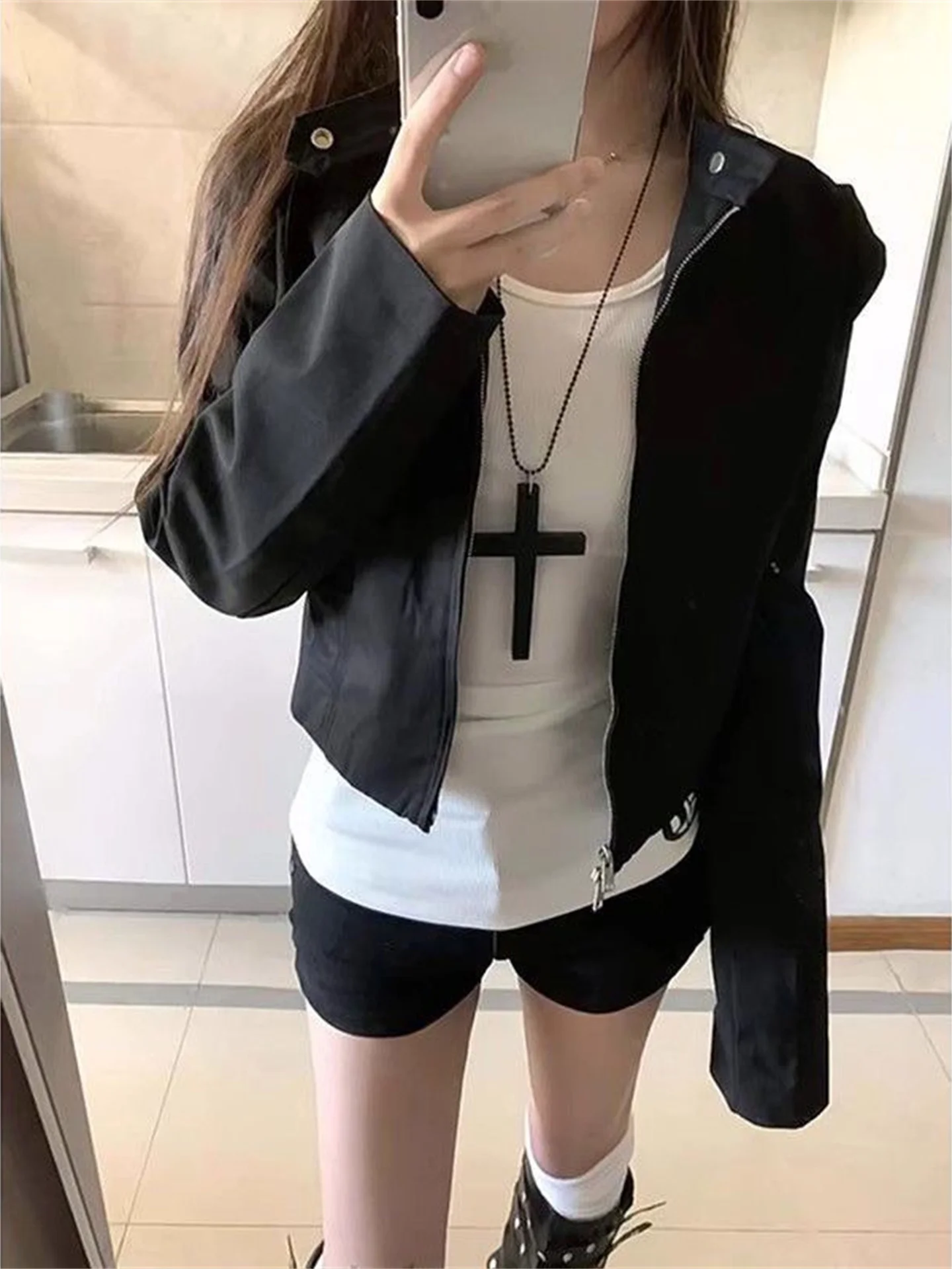 Американский ретро ort Svel Jaet, женский новый топ Sle Alli Slim Fit с воротником-стойкой, длинный све-топ на весну и осень 
Американский ретро ort Svel Jaet, женский новый топ Sle Alli Slim Fit с воротником-стойкой, длинный све-топ на весну и осень