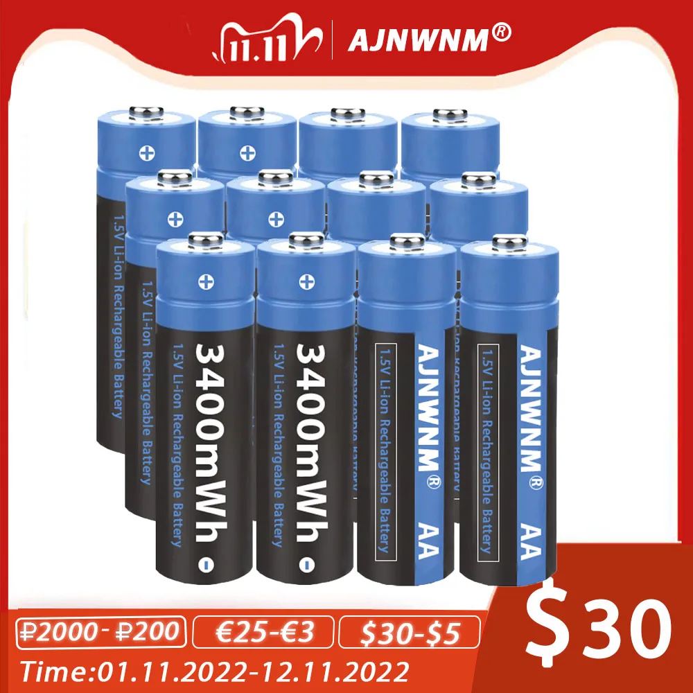 1.5v AA Lithium ion 3400mWh Rechargeable Battery aa Battery 1.5v Battery Rechargeable For Toy Remote Control Mouse
1.5v AA Lithium ion 3400mWh Rechargeable Battery aa Battery 1.5v Battery Rechargeable For Toy Remote Control Mouse