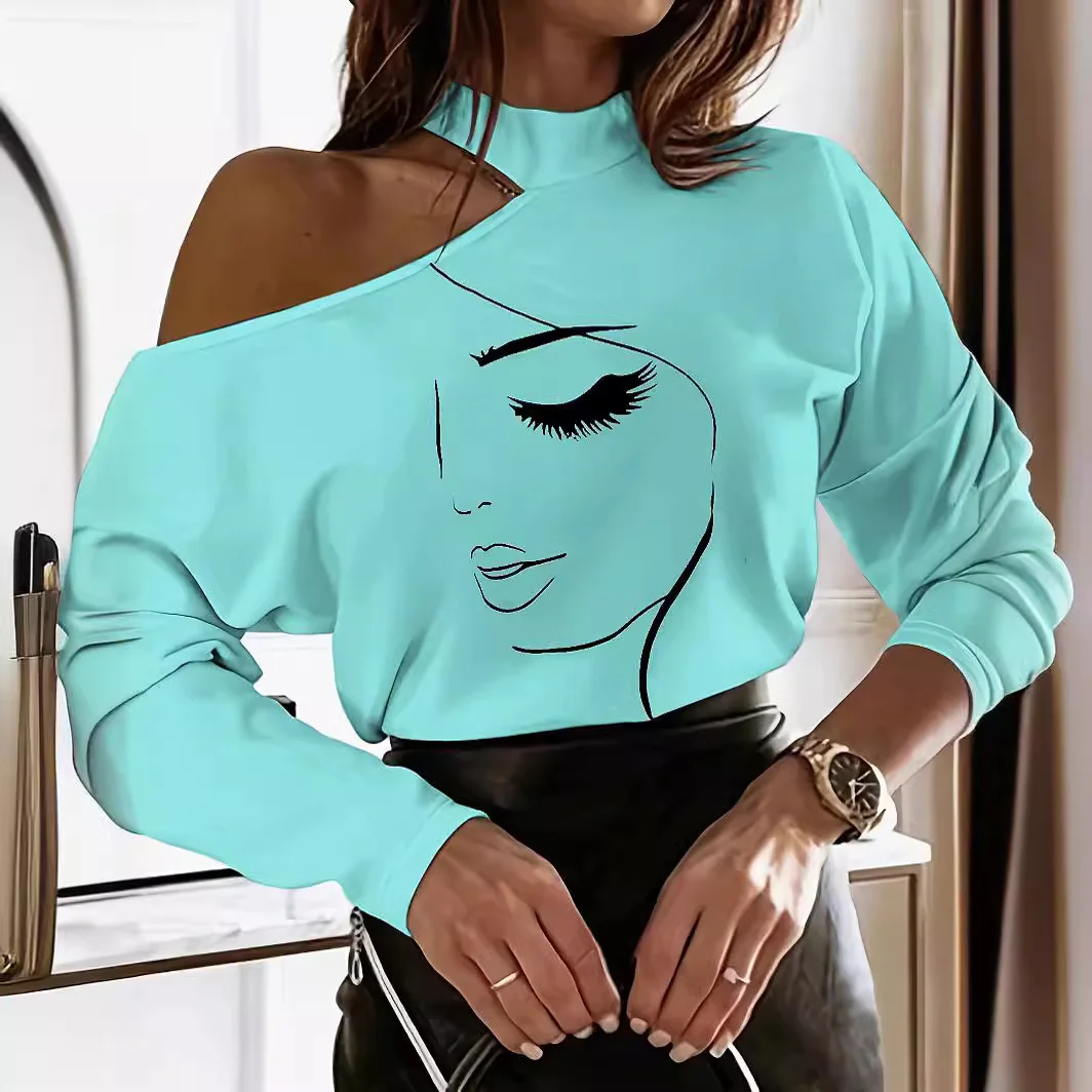 Character Abstract Printed Off Shoulder Sexy Shirt For Women Long Sleeveless Hollow Out White Korean Versionblue Blouse Fall Top
Character Abstract Printed Off Shoulder Sexy Shirt For Women Long Sleeveless Hollow Out White Korean Versionblue Blouse Fall Top