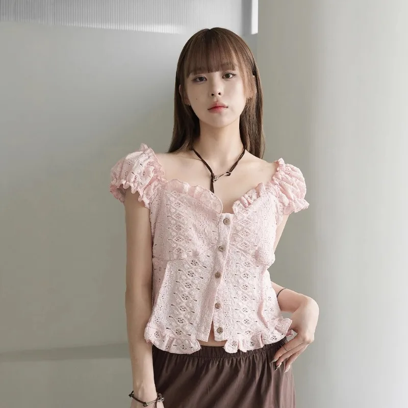 Hmsevenjz V-neck Bubble Sleeve Shirt for Women's Summer Thin Jacquard Hollow Out Short Cardigan Top Fashion Female Clothes
Hmsevenjz V-neck Bubble Sleeve Shirt for Women's Summer Thin Jacquard Hollow Out Short Cardigan Top Fashion Female Clothes