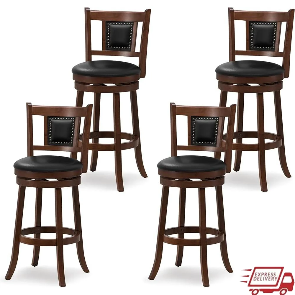Bar Stools Set of 4 30.5 Inch Swivel Design Comfortable Padded Seat Rubber Wood Frame Ergonomic Backrest Footrest Easy Assembly
Bar Stools Set of 4 30.5 Inch Swivel Design Comfortable Padded Seat Rubber Wood Frame Ergonomic Backrest Footrest Easy Assembly