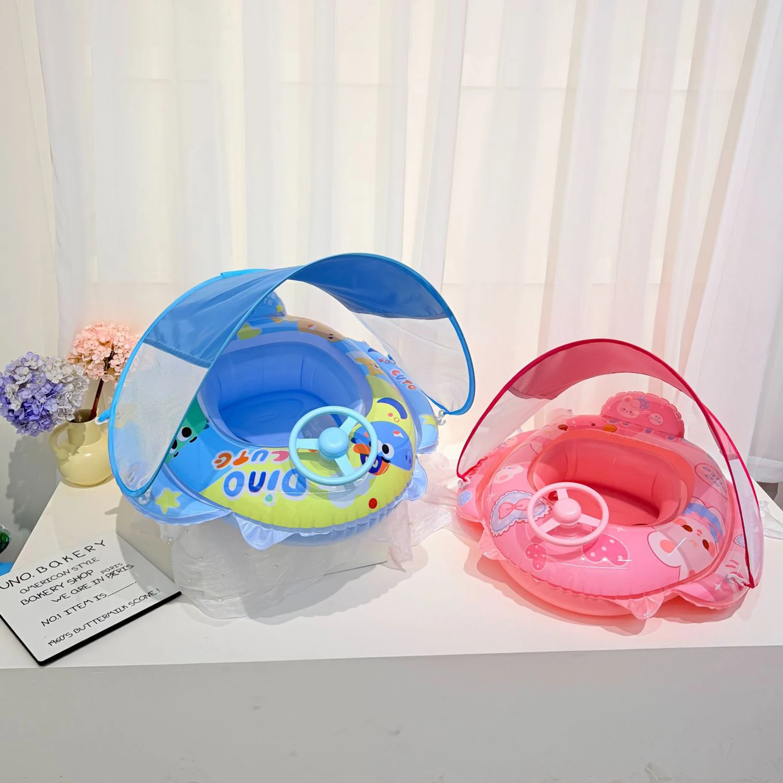PVC Baby Pool Float with Canopy and Anti-Tip Seat Infant Pool Float Leak-proof with Steering Wheel for Toddler Aged 6-36 Months
PVC Baby Pool Float with Canopy and Anti-Tip Seat Infant Pool Float Leak-proof with Steering Wheel for Toddler Aged 6-36 Months