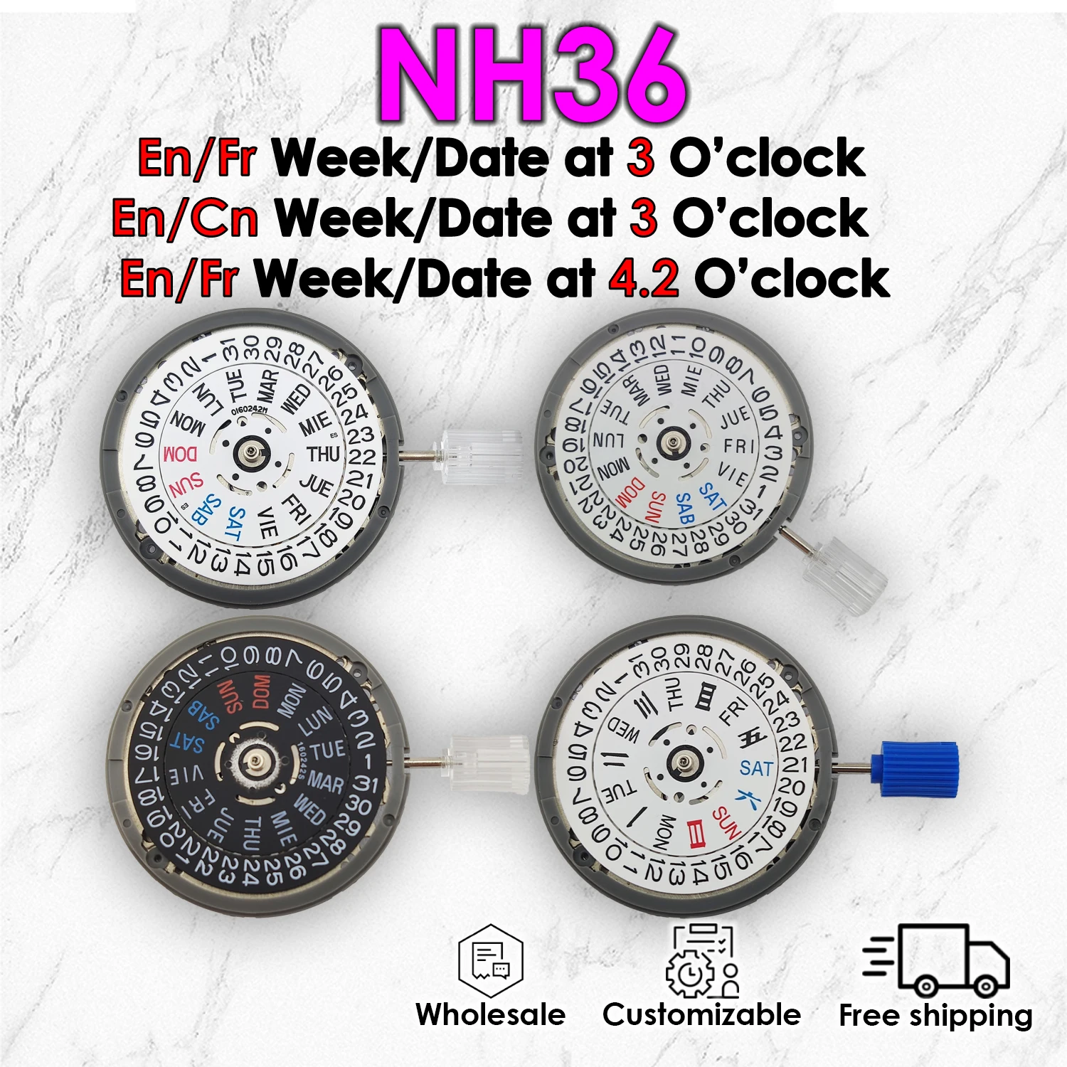 Japan original NH36 Movement Automatic 24 Jewel Lever escapement Date & Weekday High accuracy Refit Watch movements
Japan original NH36 Movement Automatic 24 Jewel Lever escapement Date & Weekday High accuracy Refit Watch movements