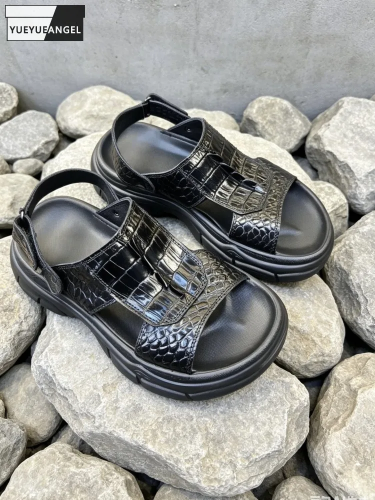 Mens Summer New Crocodile Leather Sandals Shoes Genuine Leather Comfortable Breathable Thick Platform Casual Male Beach Sandals
Mens Summer New Crocodile Leather Sandals Shoes Genuine Leather Comfortable Breathable Thick Platform Casual Male Beach Sandals