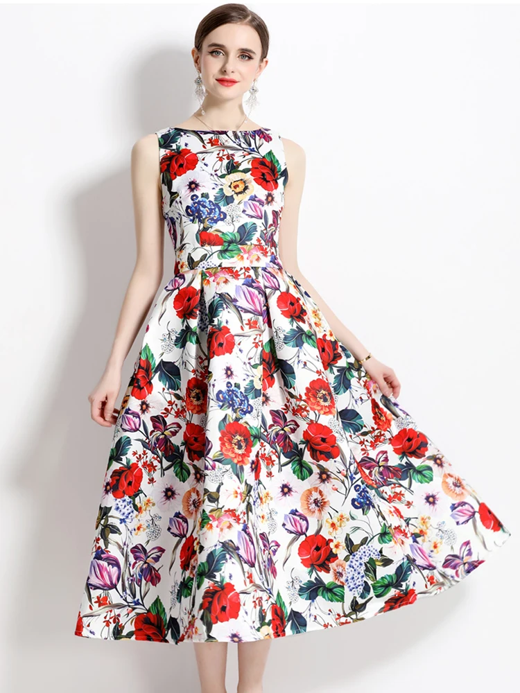 Vintage Summer Fashion Sleeveless Slim Party Long Dress New 2024 Luxury Design Elegant Women Flower Print A-Line Dress Vestidos
Vintage Summer Fashion Sleeveless Slim Party Long Dress New 2024 Luxury Design Elegant Women Flower Print A-Line Dress Vestidos
