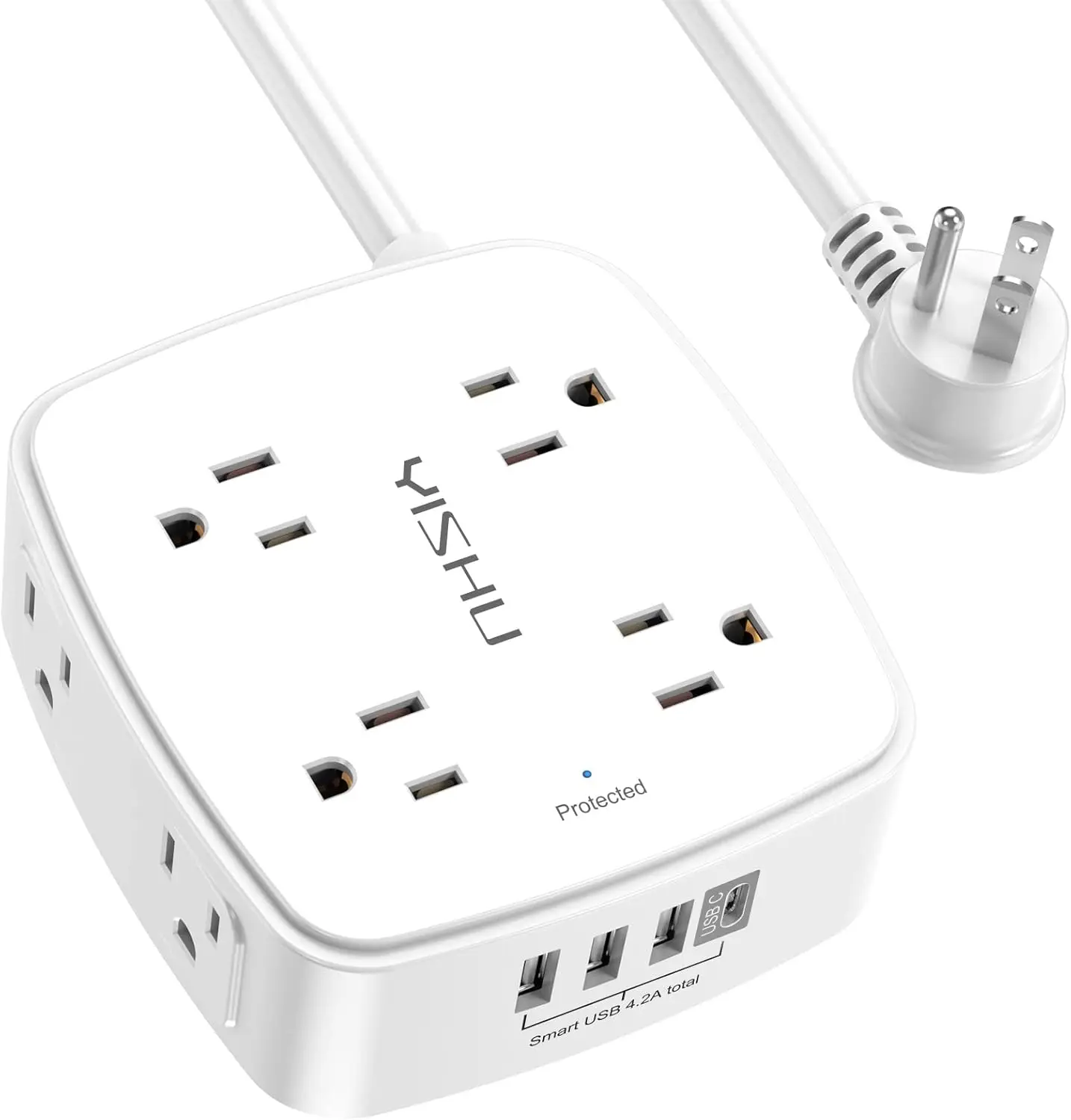 8-Outlet Surge Protector with 4 USB Ports, 10Ft Flat Plug Extension Cord, Wall Mount, ETL
8-Outlet Surge Protector with 4 USB Ports, 10Ft Flat Plug Extension Cord, Wall Mount, ETL