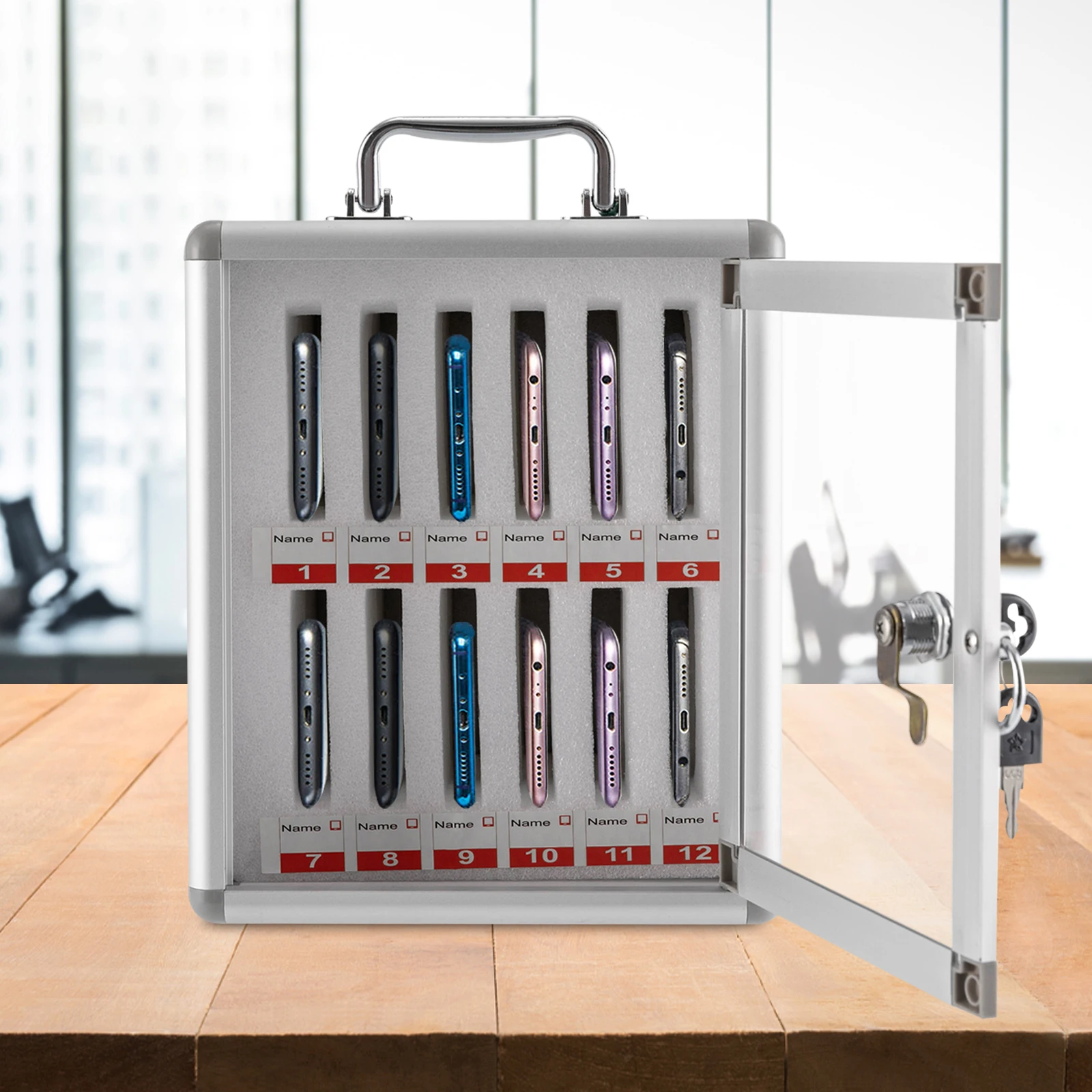 12 Slots Rectangular Cell Phone Storage Cabinet Portable Wall-Mounted Aluminum Alloy Storage Cabinet Schools Examination Rooms
12 Slots Rectangular Cell Phone Storage Cabinet Portable Wall-Mounted Aluminum Alloy Storage Cabinet Schools Examination Rooms