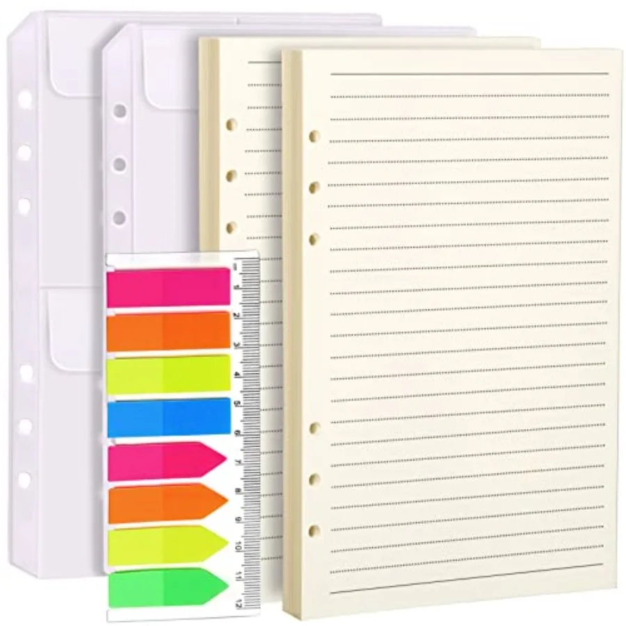 A5 Paper, Planner Inserts for A5 Binder, 5.5 x 8.5 Lined Paper, Loose Leaf Paper, with Binder Pockets, for Refillable Notebook,
A5 Paper, Planner Inserts for A5 Binder, 5.5 x 8.5 Lined Paper, Loose Leaf Paper, with Binder Pockets, for Refillable Notebook,