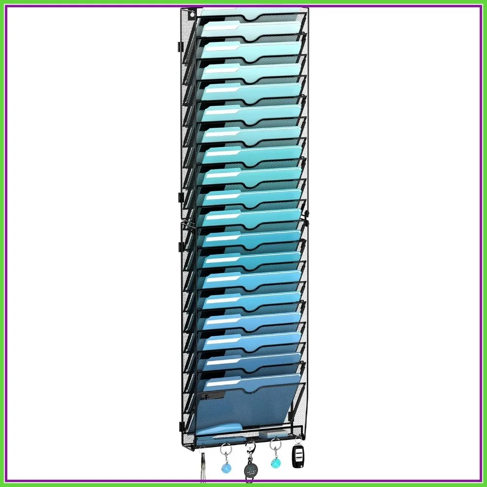 20-Tier Wall File Organizer with 5 Hooks, Hanging Mail Holder, Magazine Rack for Papers, Office Organization
20-Tier Wall File Organizer with 5 Hooks, Hanging Mail Holder, Magazine Rack for Papers, Office Organization