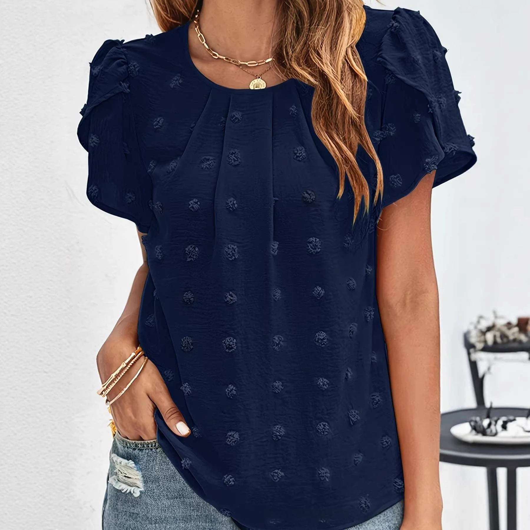 plus Size Summer New Style Drawstring Ball Gauze Sleeveless Top Regular Fit Daily Wear Polyester Short Sleeve round Neck Blouse
plus Size Summer New Style Drawstring Ball Gauze Sleeveless Top Regular Fit Daily Wear Polyester Short Sleeve round Neck Blouse