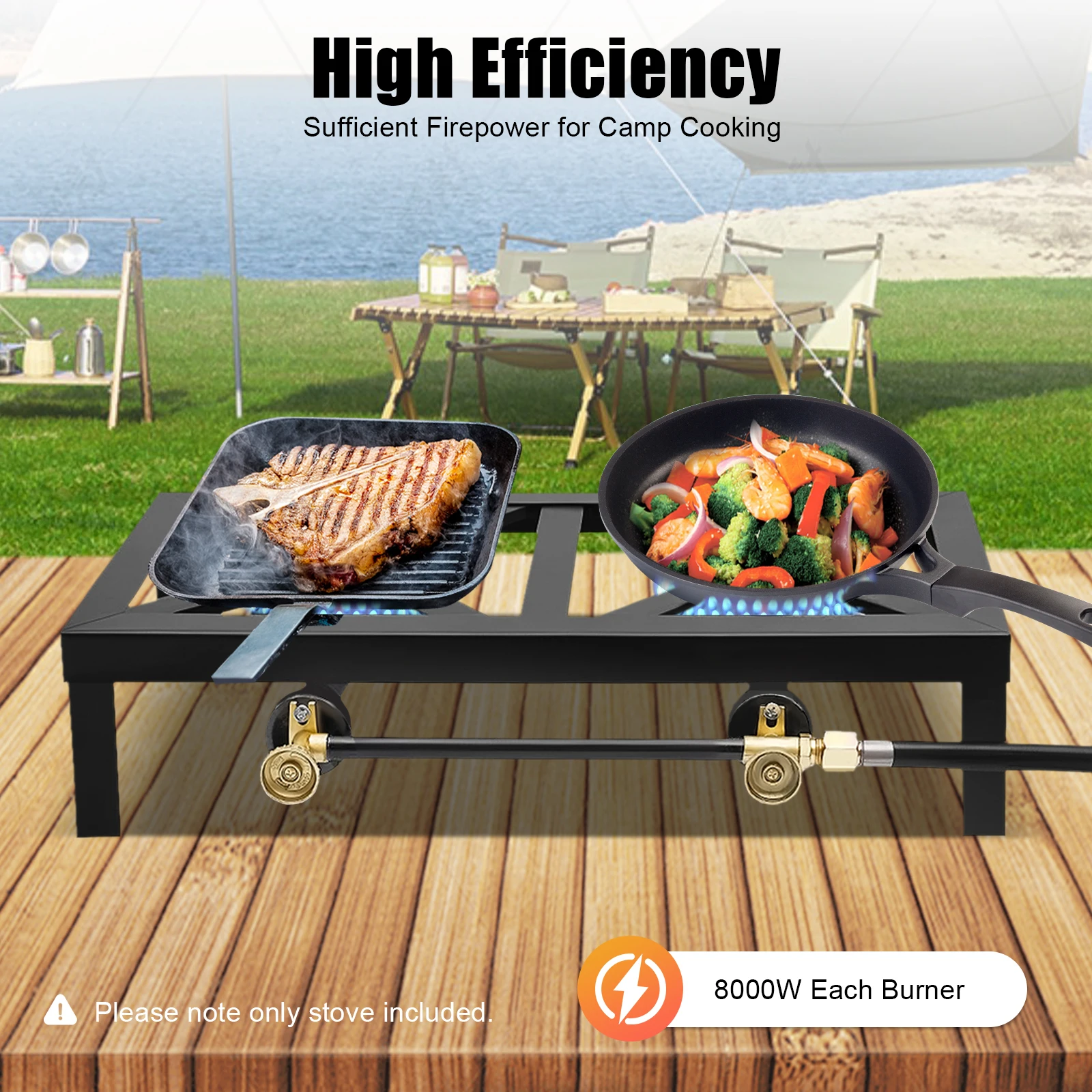 Double Burner Propane Stove, Rectangular Outdoor Propane Burner, Portable Gas Stove with Regulator Hose for Patio Camping, BBQ
Double Burner Propane Stove, Rectangular Outdoor Propane Burner, Portable Gas Stove with Regulator Hose for Patio Camping, BBQ
