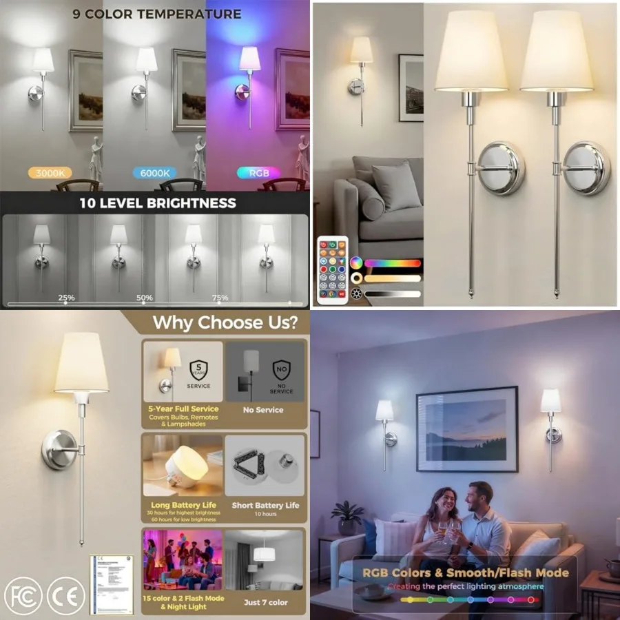 Battery Operated Wall Sconce Set of 2, Wireless Wall Light Easy to stall, 7 Color Rechargeable Wall Sconces, Sconce Wall Decor
Battery Operated Wall Sconce Set of 2, Wireless Wall Light Easy to stall, 7 Color Rechargeable Wall Sconces, Sconce Wall Decor