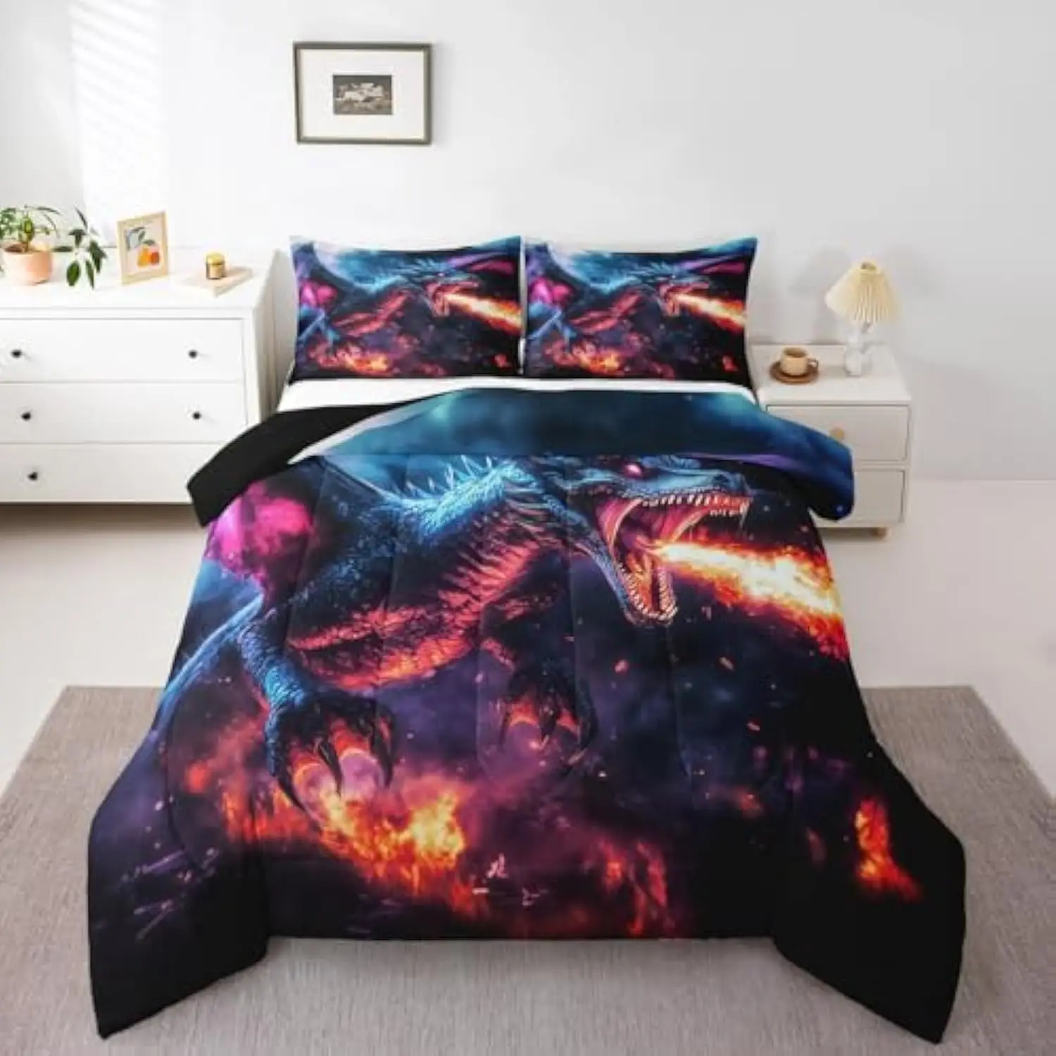 Gothic Fire Dragon Bedding Twin,Magical Ancient Animal Comforter Set for Kids Teens Adults,Teal Dragon Bedding Comforter Sets,
Gothic Fire Dragon Bedding Twin,Magical Ancient Animal Comforter Set for Kids Teens Adults,Teal Dragon Bedding Comforter Sets,
