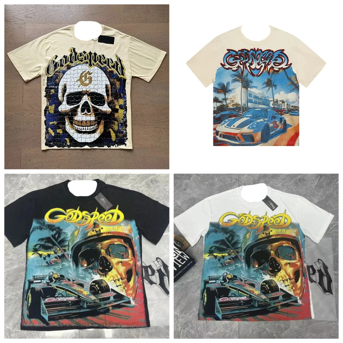 Godspeed Retro Skull Letter Print Beauty Tide High Street Washed Old Niche Loose Men's and Women's Short Sleeves Summer
Godspeed Retro Skull Letter Print Beauty Tide High Street Washed Old Niche Loose Men's and Women's Short Sleeves Summer