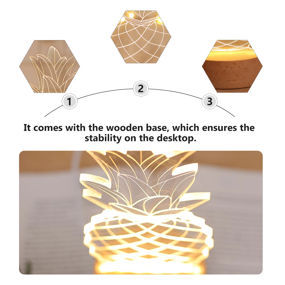 Pineapple Night Light 3D Acrylic Sheet Lamp Child Fruit Decorative Bedroom nament Durable Material Wooden Base
Pineapple Night Light 3D Acrylic Sheet Lamp Child Fruit Decorative Bedroom nament Durable Material Wooden Base