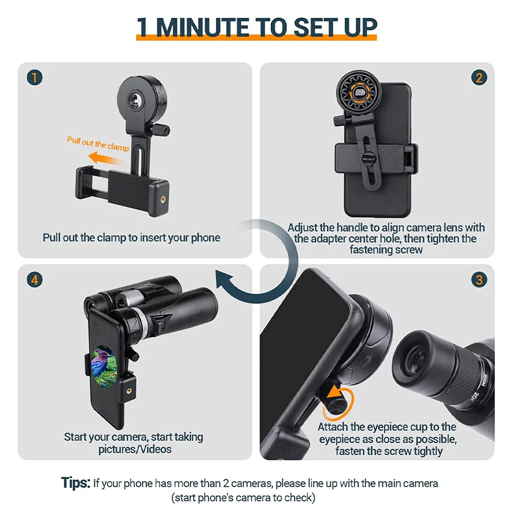 Adjustable Phone mount Telescope Adapter Monocular Binocular Photography Clamp Sturdy Durable Fine Workmanship
Adjustable Phone mount Telescope Adapter Monocular Binocular Photography Clamp Sturdy Durable Fine Workmanship