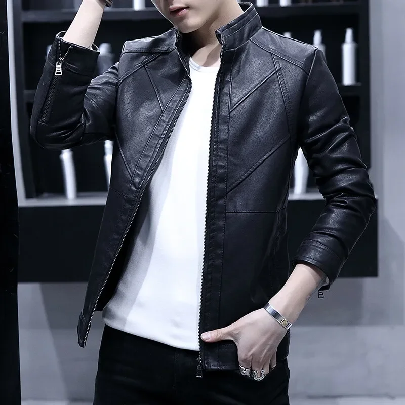 New Arrived Casual Plus Velvet Leather Autumn Jacket Men's Slim Trend Handsome Youth PU Leather Jacket Black Brown Coat
New Arrived Casual Plus Velvet Leather Autumn Jacket Men's Slim Trend Handsome Youth PU Leather Jacket Black Brown Coat
