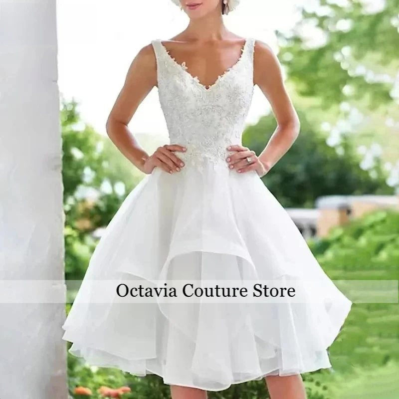 White Lace Appliques Wedding Dresses For Women Short Gusest Gress Tulle Bridal Gowns Customized Bride Dress Vestido de novia
White Lace Appliques Wedding Dresses For Women Short Gusest Gress Tulle Bridal Gowns Customized Bride Dress Vestido de novia