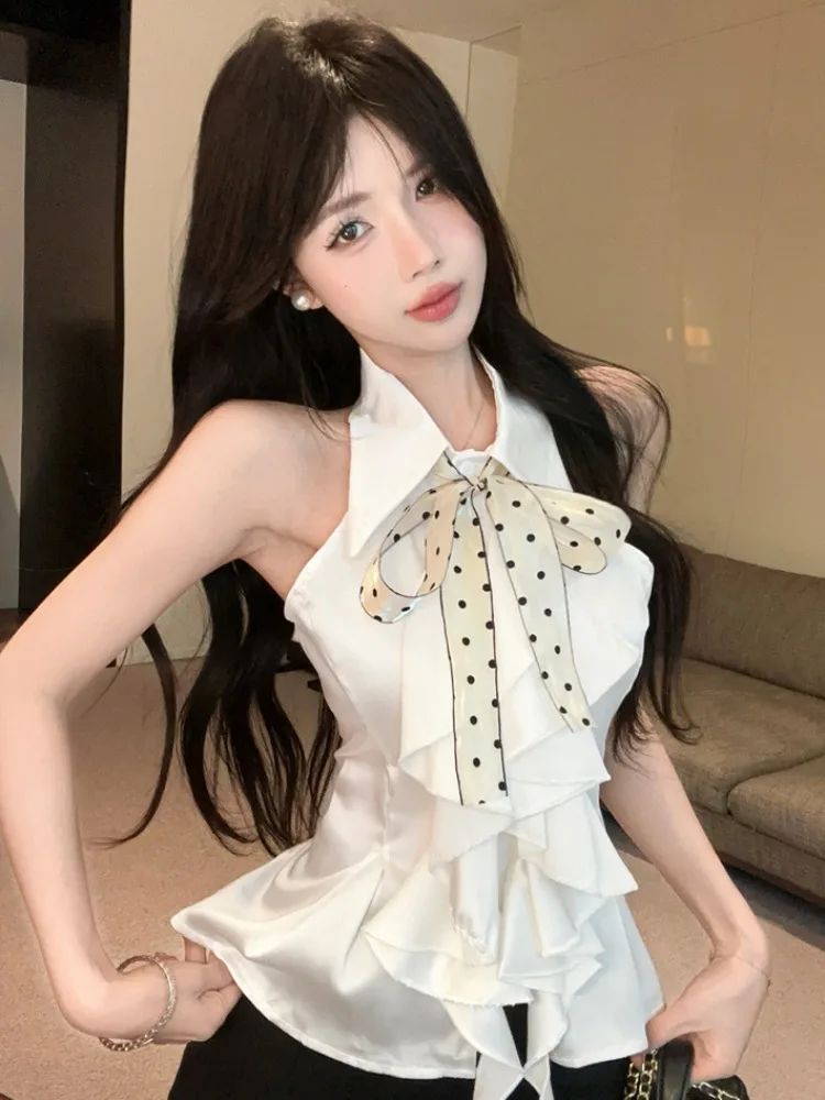 Elegant Satin Sleeveless Neck Polka Dot Vest Women's Summer New Style Citywalk Cool Feeling Lightweight Short Length
Elegant Satin Sleeveless Neck Polka Dot Vest Women's Summer New Style Citywalk Cool Feeling Lightweight Short Length