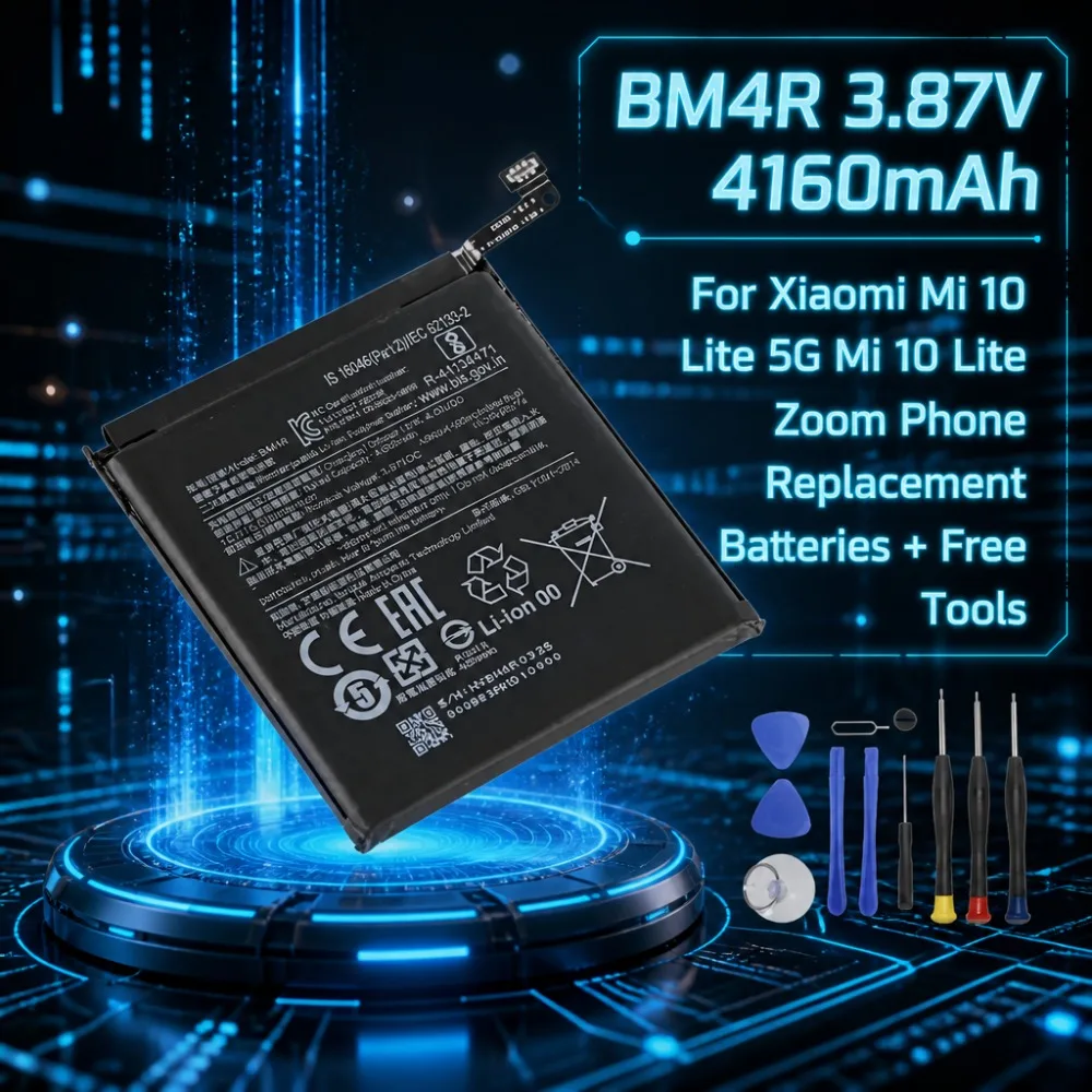 BM4R Phone Battery 4160mAh 3.87V For Mi 10 Lite 5G Mi 10 Lite Zoom New Arrival With Free Repair Kit
BM4R Phone Battery 4160mAh 3.87V For Mi 10 Lite 5G Mi 10 Lite Zoom New Arrival With Free Repair Kit