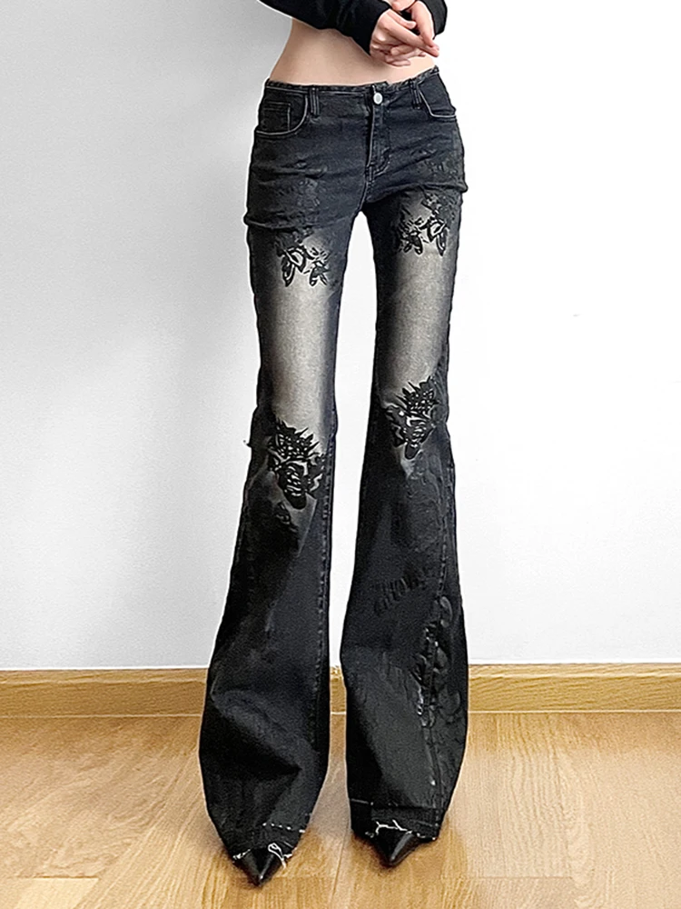 Weekeep Distressed Floral Print Jeans Vintage 2000s Low Rise Slim-fitting Flared Jeans Women Retro Street Style Denim Pants y2k
Weekeep Distressed Floral Print Jeans Vintage 2000s Low Rise Slim-fitting Flared Jeans Women Retro Street Style Denim Pants y2k