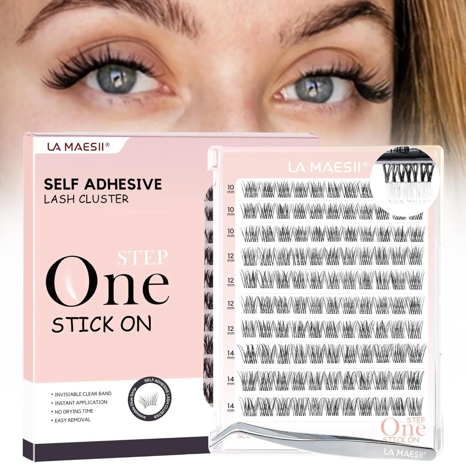 Self Adhesive Eyelashes No Glue Clear Band Lashes Natural Wispy 10-14mm Lash Clusters Kit with Tweezers
Self Adhesive Eyelashes No Glue Clear Band Lashes Natural Wispy 10-14mm Lash Clusters Kit with Tweezers
