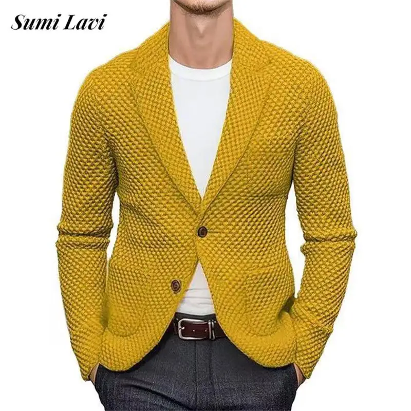 Весенне-осенние новые повседневные мужские вязаные пальто, винтажные свитера с лацканами на пуговицах, мужские модные однотонные тонкие вязаные пиджаки, куртки
Весенне-осенние новые повседневные мужские вязаные пальто, винтажные свитера с лацканами на пуговицах, мужские модные однотонные тонкие вязаные пиджаки, куртки