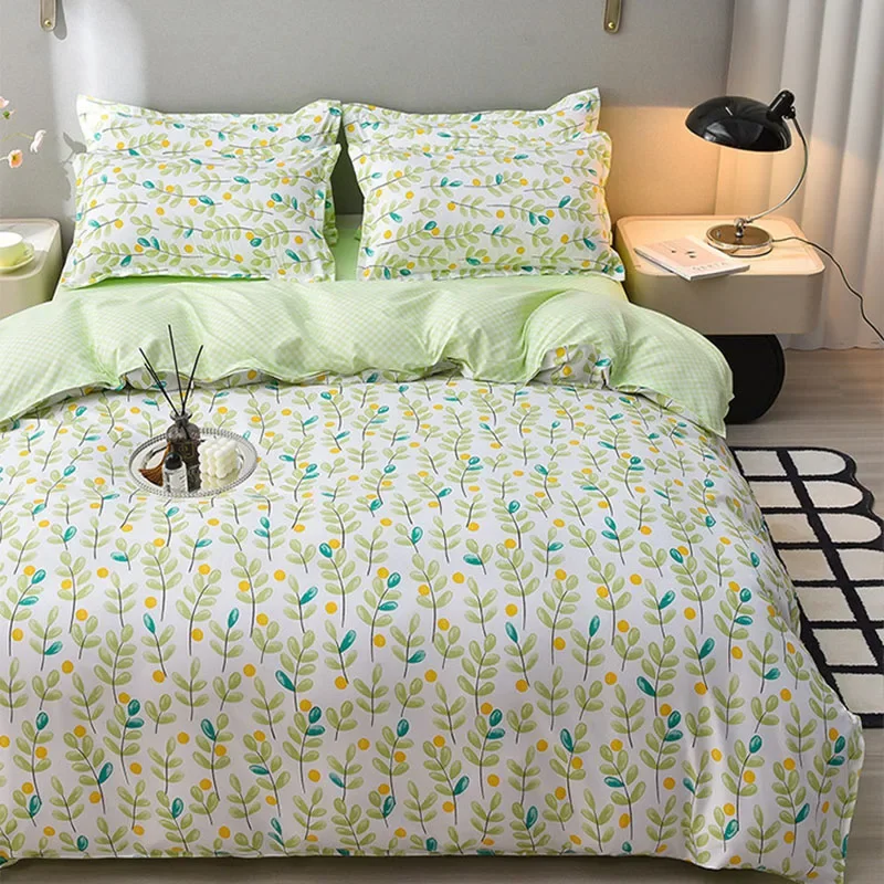 New Bedding Sets with Plant Printing Cheap Skin Friendly Duvet Cover Set for All Seasons 3/4 Pcs Single Double Bed Sheet Set
New Bedding Sets with Plant Printing Cheap Skin Friendly Duvet Cover Set for All Seasons 3/4 Pcs Single Double Bed Sheet Set