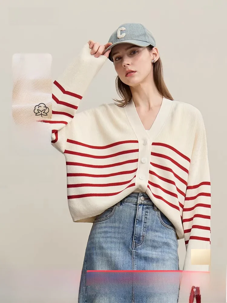 Повседневный хлопковый вязаный открытый кардиган в полоску с v-образным вырезом, женский топ-дрейфующий све, весенний новый Sle для отдыха, ленивый Sle
Повседневный хлопковый вязаный открытый кардиган в полоску с v-образным вырезом, женский топ-дрейфующий све, весенний новый Sle для отдыха, ленивый Sle