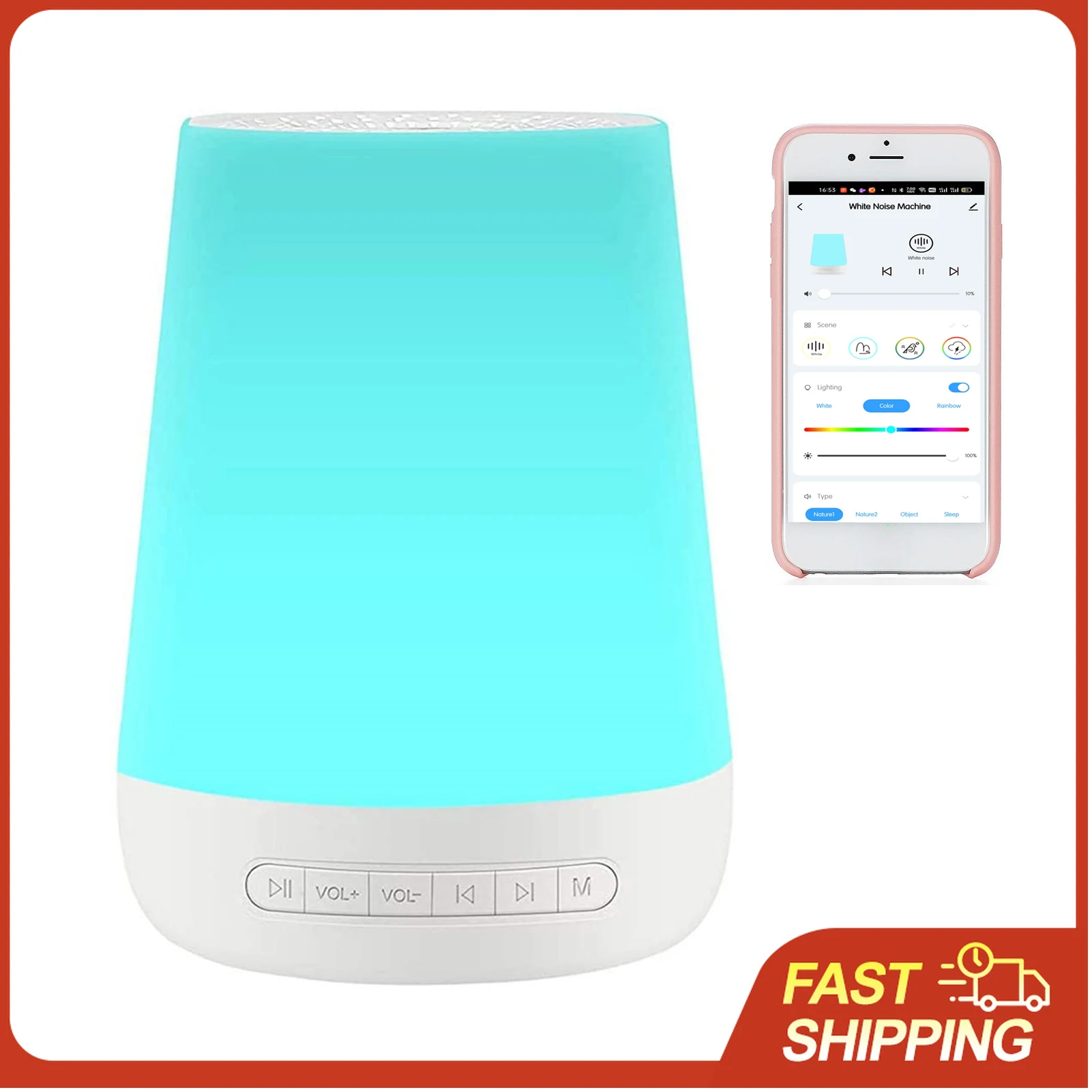 Smart White Noise Machine Baby Sleep Sound Machine Colorful Night Lights 34 Soothing Sounds 30min/60min/90min Timer Supports
Smart White Noise Machine Baby Sleep Sound Machine Colorful Night Lights 34 Soothing Sounds 30min/60min/90min Timer Supports