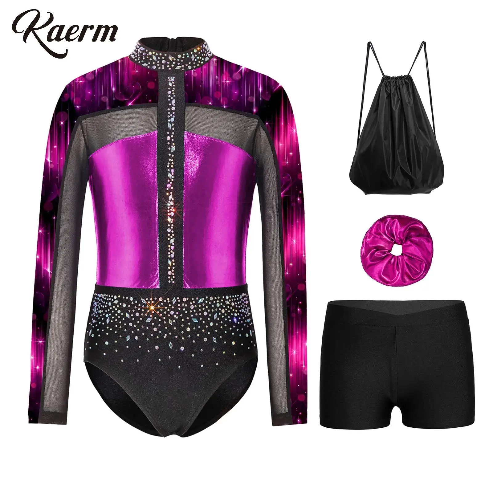 Girls Gymnastics Leotards Rhinestones Back Cutout Bodysuit And Shorts Drawstring Gym Bag 4 Piece Dance Unitard Tumbling Outfits
Girls Gymnastics Leotards Rhinestones Back Cutout Bodysuit And Shorts Drawstring Gym Bag 4 Piece Dance Unitard Tumbling Outfits