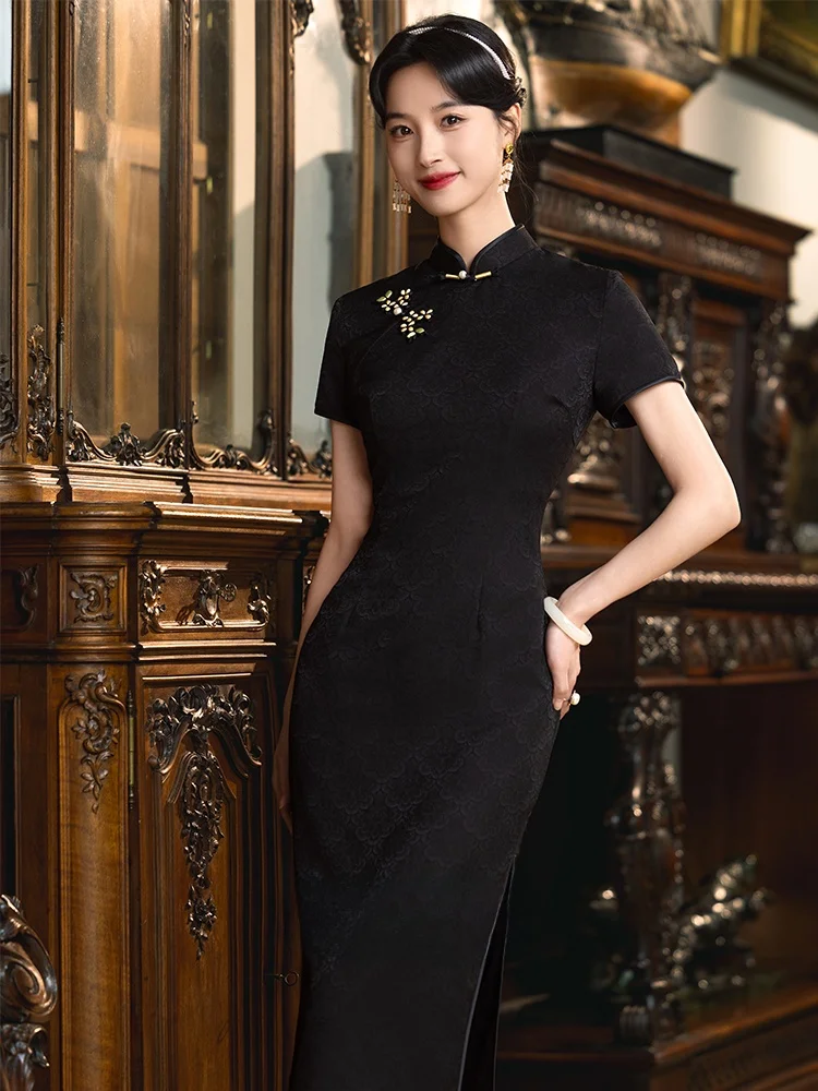 Ele Bla Young Sle Chinese Reformed Beautiful Daily Wear High Quali ort Sve Low Slit Pure Color Cheon...
Ele Bla Young Sle Chinese Reformed Beautiful Daily Wear High Quali ort Sve Low Slit Pure Color Cheon...