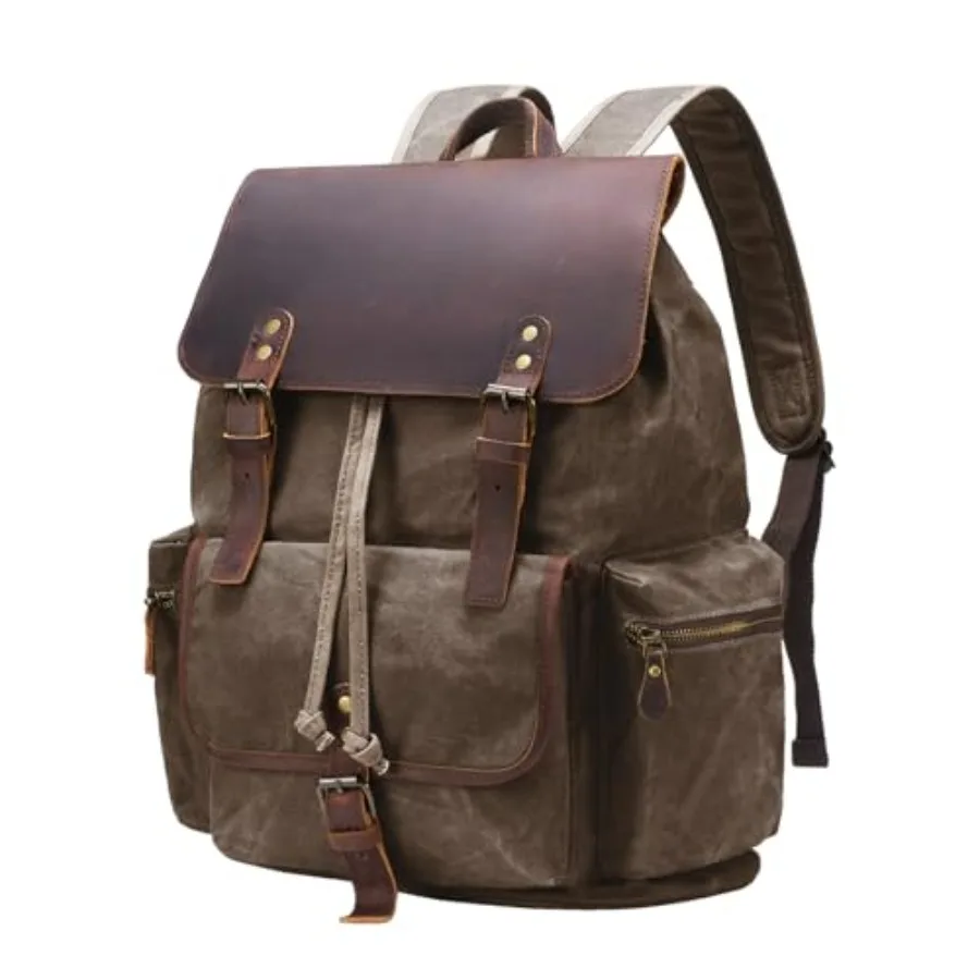 Vintage Waxed Canvas Backpack Casual Genuine Leather Laptop Rucksack Shoulder DayPack for Travel/Hiking/School
Vintage Waxed Canvas Backpack Casual Genuine Leather Laptop Rucksack Shoulder DayPack for Travel/Hiking/School