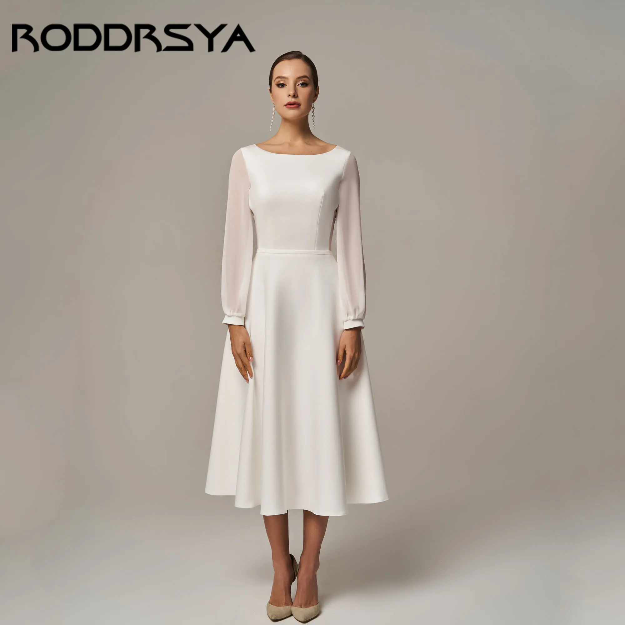 RODDRSYA Simple Backless Dress Women O-Neck A-Line Satin Party Gown For Bride Long Sleeve Mid-Calf vestidos de novia Customized
RODDRSYA Simple Backless Dress Women O-Neck A-Line Satin Party Gown For Bride Long Sleeve Mid-Calf vestidos de novia Customized