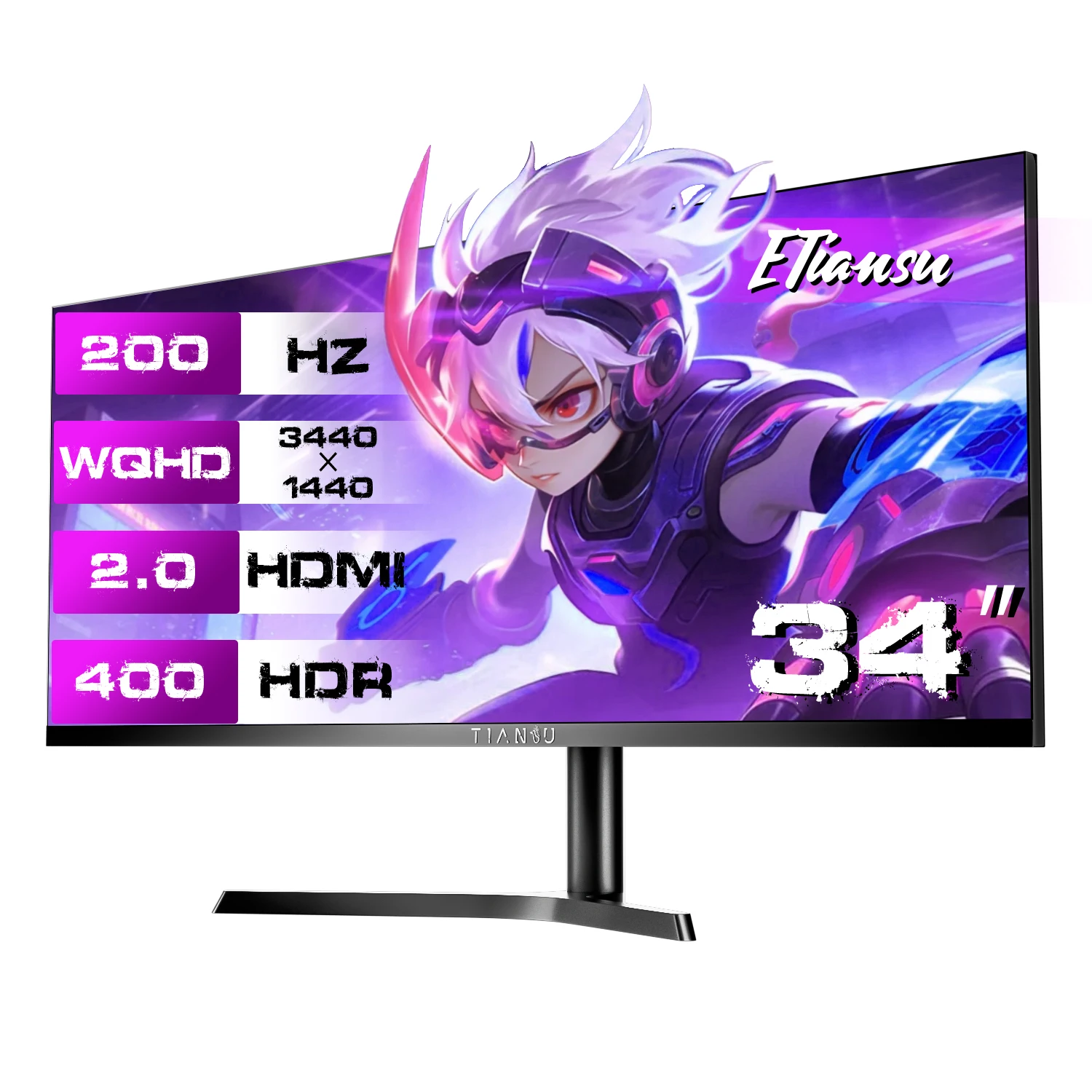 Tiansu 34Inch WQHD 3440*1440P 200Hz IPS LED PC Gaming Monitor, 125%sRGB 1MS IPS HDR400 HDMI/Gaming Computer Screen
Tiansu 34Inch WQHD 3440*1440P 200Hz IPS LED PC Gaming Monitor, 125%sRGB 1MS IPS HDR400 HDMI/Gaming Computer Screen