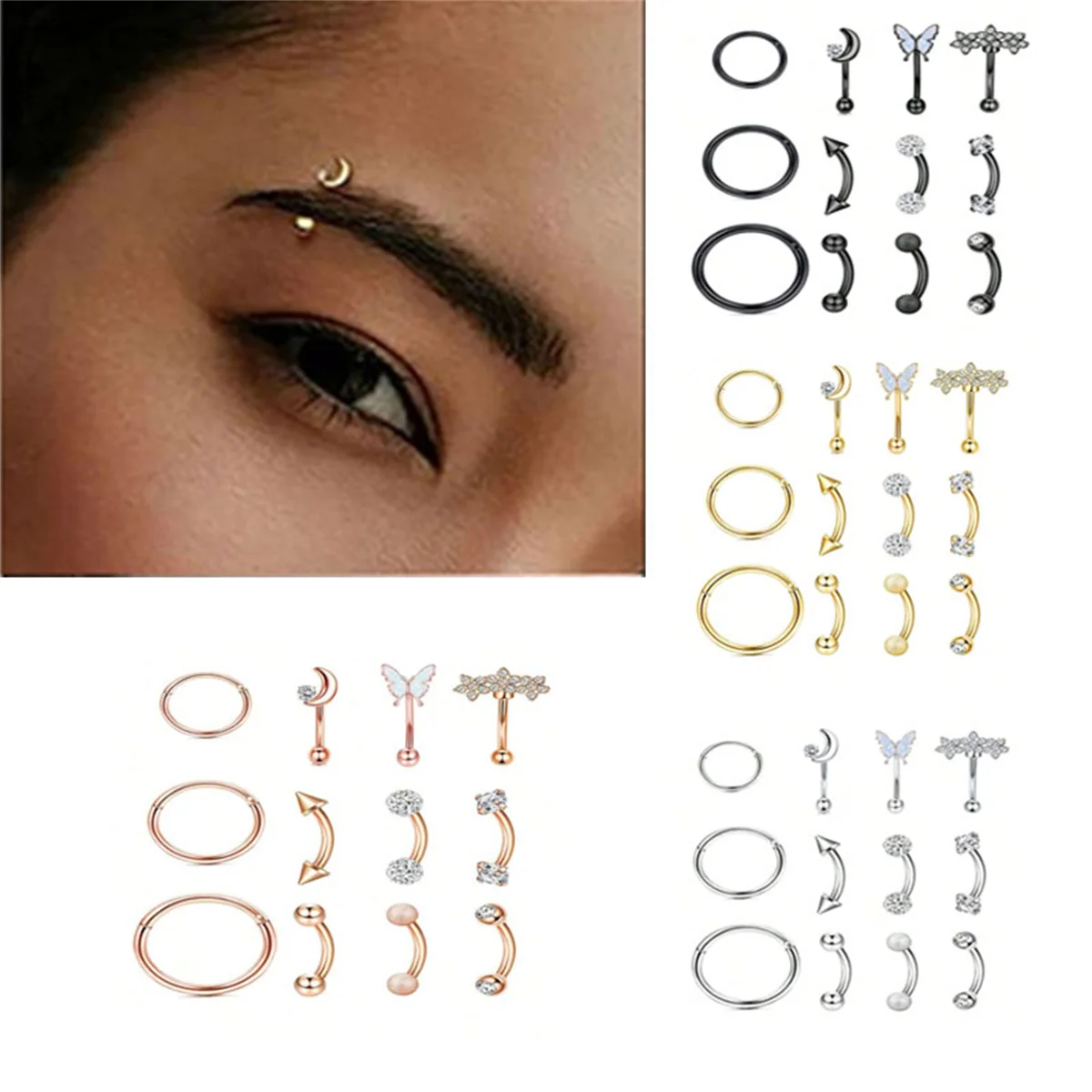 12pcs Rook Eyebrow Cartilage Earrings Rings Set, Curved Barbells Belly Lip Rings,Daith Tragus Helix Conch Piercing Jewelry
12pcs Rook Eyebrow Cartilage Earrings Rings Set, Curved Barbells Belly Lip Rings,Daith Tragus Helix Conch Piercing Jewelry