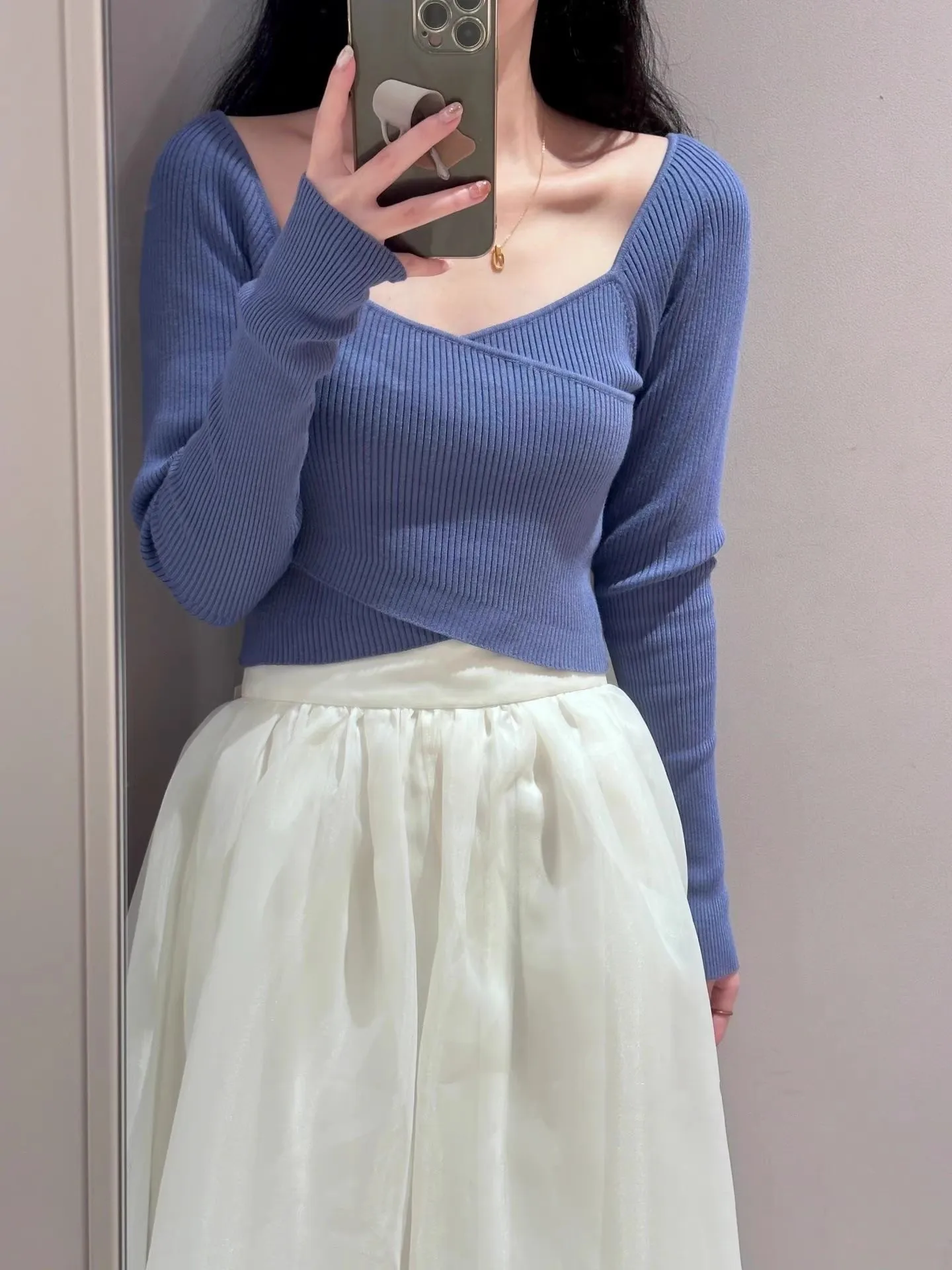 Fashionable Japanese Style Women's Knitted Short Top Crossed Ribbing Shoulder Bared Versatile Autumn Winter New Arrival
Fashionable Japanese Style Women's Knitted Short Top Crossed Ribbing Shoulder Bared Versatile Autumn Winter New Arrival