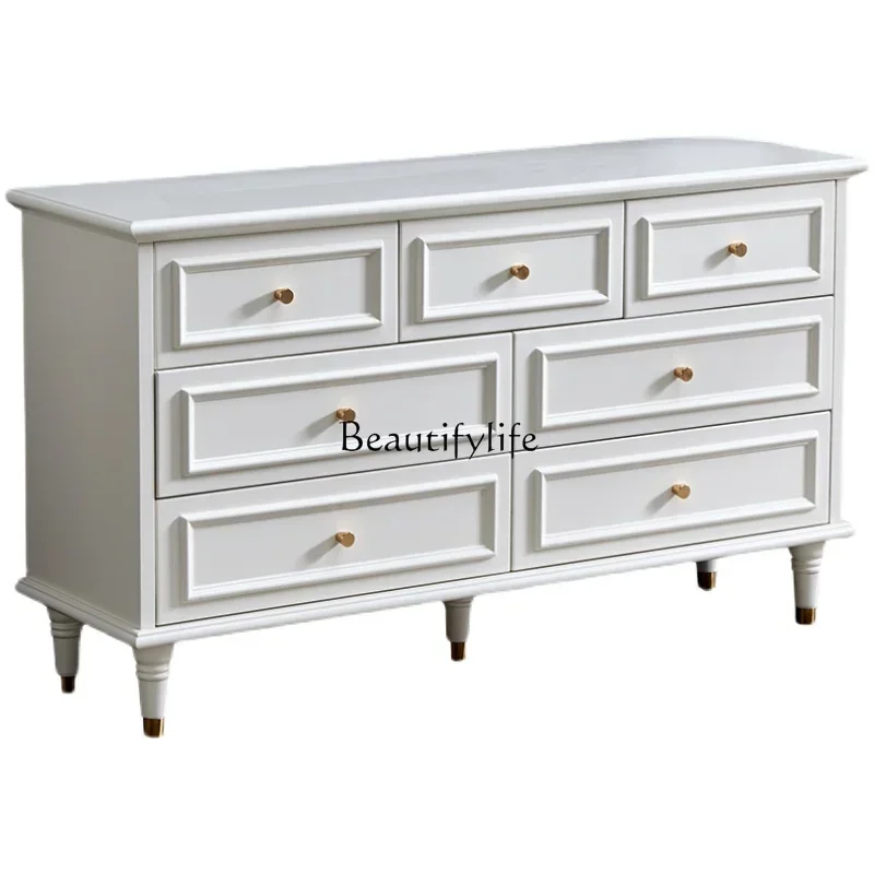 FG44American solid wood chest, French bedside cabinet, white drawer storage, light luxury
FG44American solid wood chest, French bedside cabinet, white drawer storage, light luxury